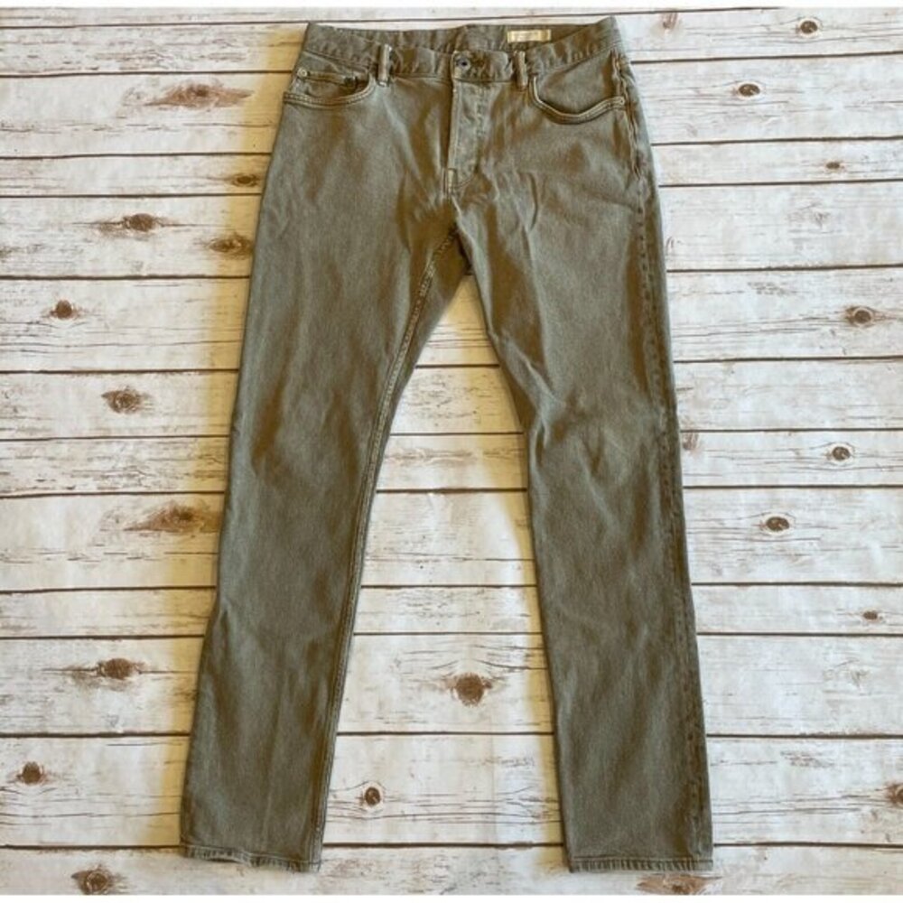 Allsaints Men's Size 32 x 31 Rex Slim Fit Jeans Button Fly Grey Green Brown